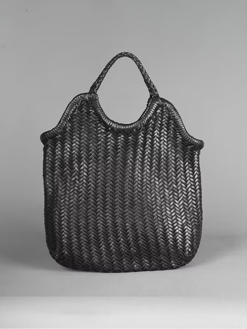 RIMINI Black Woven Braided Calf Leather Paola Tote
